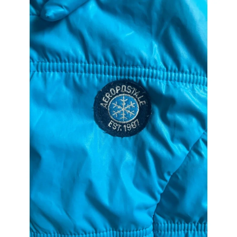 Aeropostale Puffer Vest Turquoise Women's Size L Sleeveless Quilted VTG‎ No Hood